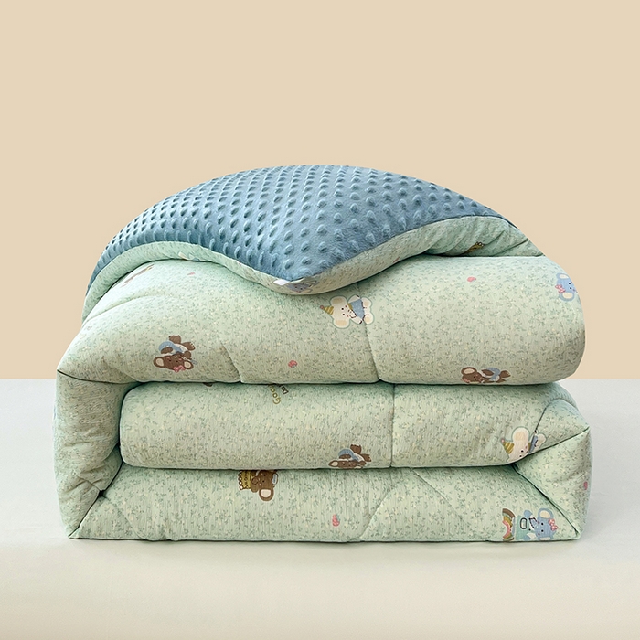 91家纺网 家纺一手货源 找家纺 VIP被业 2025新款云感棉双层纱豆豆绒冬被被子被芯 小飞象吖