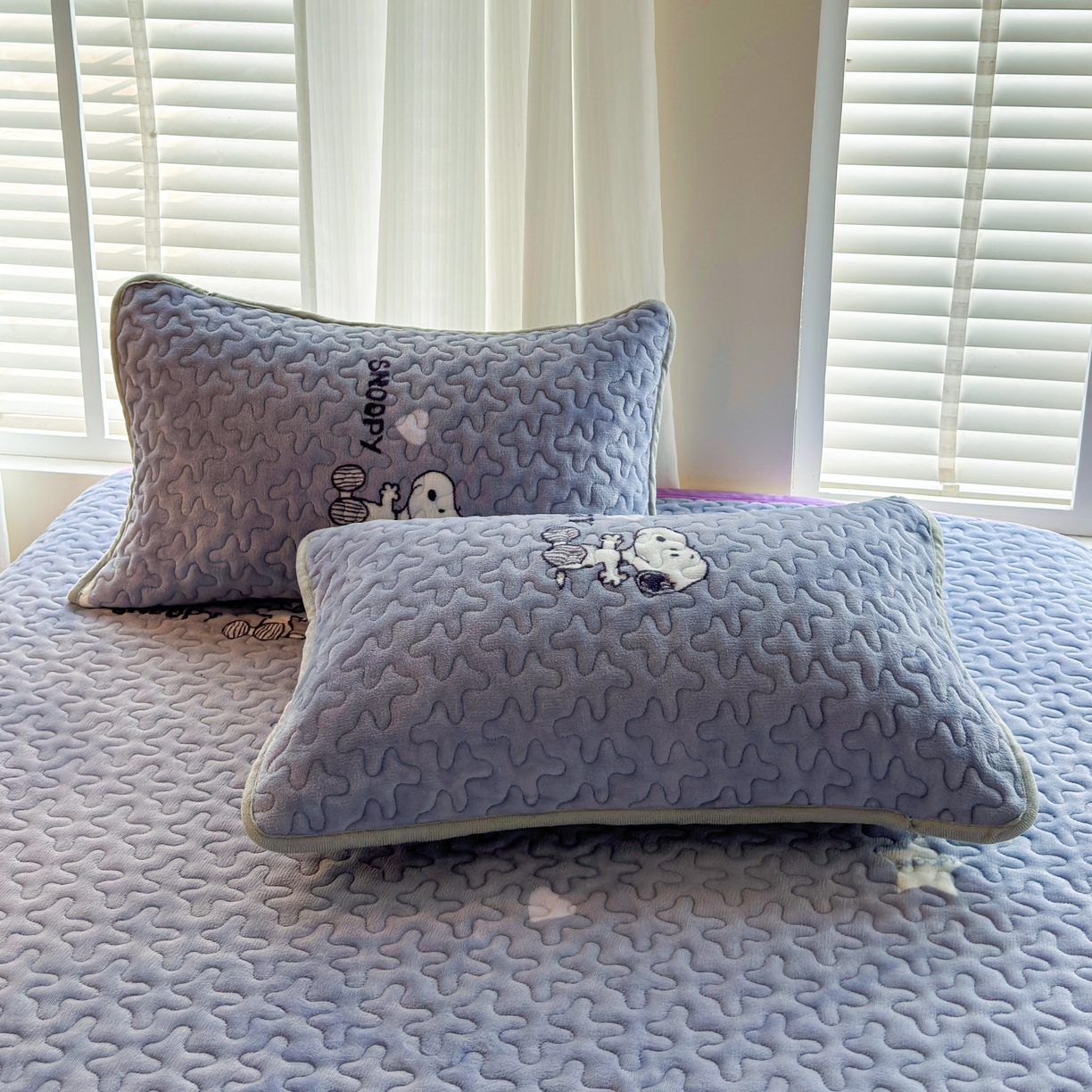 91家纺网 家纺一手货源 找家纺 梓依家纺 2025新款牛奶绒单床裙款蕾丝床盖三件套四件套 史努比