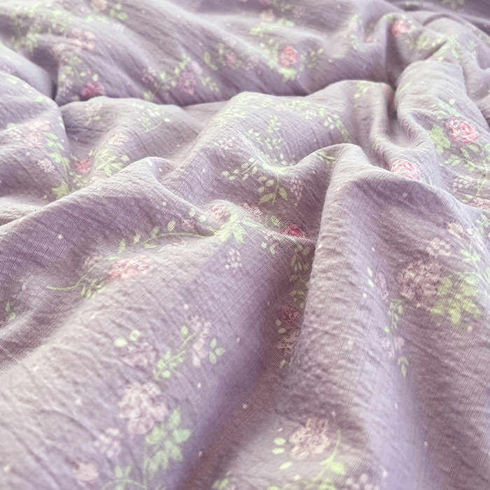 91家纺网 家纺一手货源 找家纺 VIP被业 2025新款云感棉双层纱豆豆绒冬被被子被芯 紫藤月影