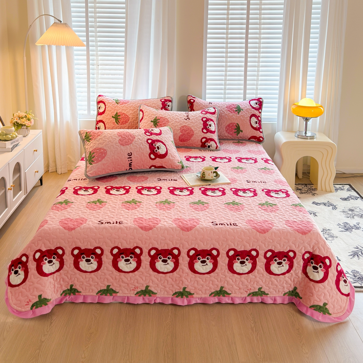 91家纺网 家纺一手货源 找家纺 （总）梓依家纺 2025新款牛奶绒花边单床盖三件套四件套