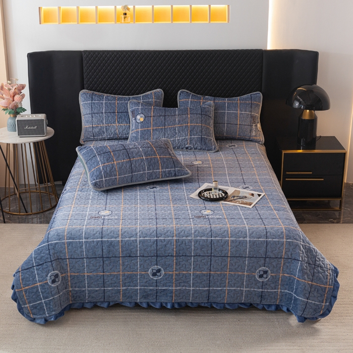 91家纺网 家纺一手货源 找家纺 梓依家纺 2025新款牛奶绒花边单床盖三件套四件套 宝利格