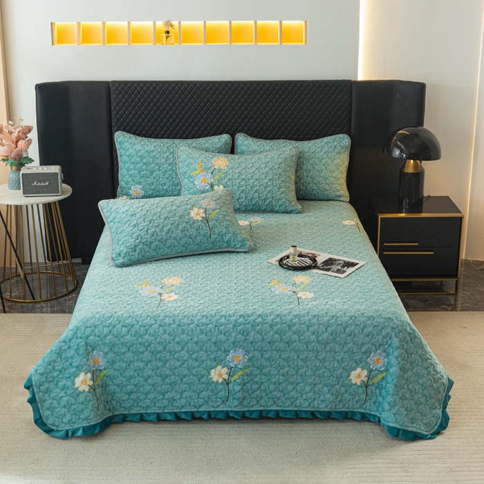 91家纺网 家纺一手货源 找家纺 （总）梓依家纺 2025新款牛奶绒花边单床盖三件套四件套