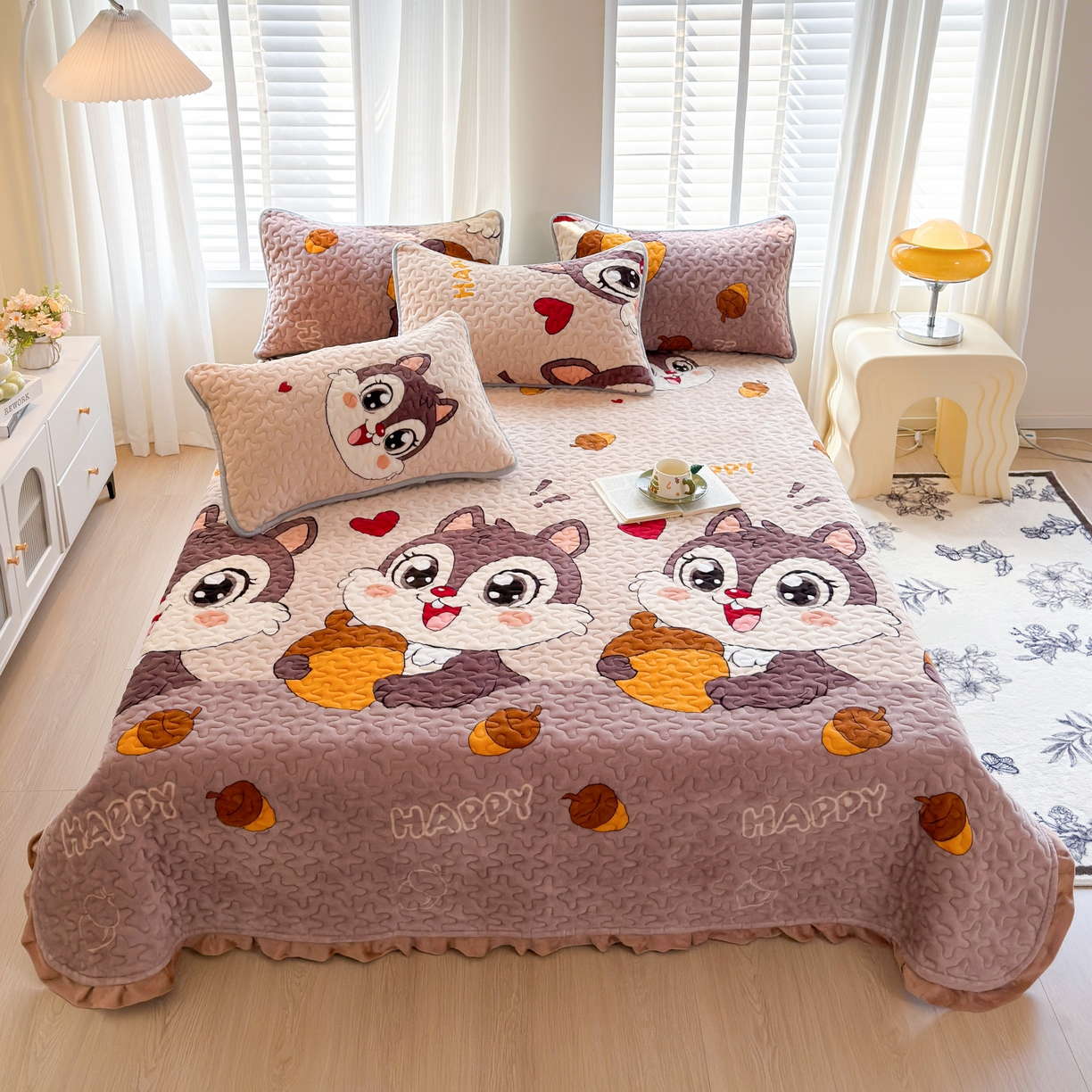 91家纺网 家纺一手货源 找家纺 （总）梓依家纺 2025新款牛奶绒花边单床盖三件套四件套