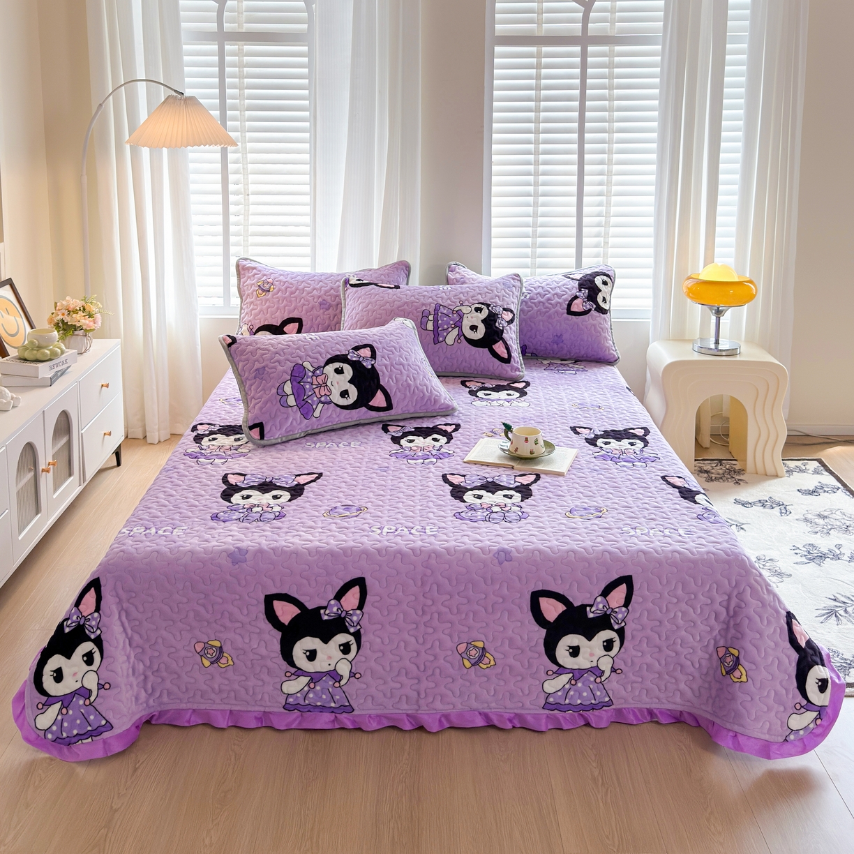 91家纺网 家纺一手货源 找家纺 （总）梓依家纺 2025新款牛奶绒花边单床盖三件套四件套