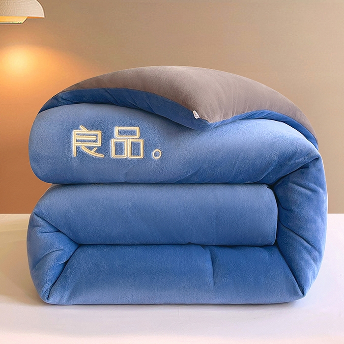 91家纺网 家纺一手货源 找家纺 云家 （包含买家秀）2024新款高克重牛奶绒纯色双拼刺绣四件套珊瑚绒 凯迪系列 凯迪-奶昔白+橙