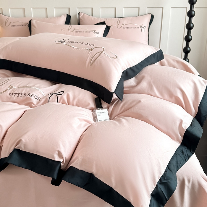 91家纺网 家纺一手货源 找家纺 理想家家纺 2025新款纯棉轻奢刺绣四件套-小秘密系列 小秘密-粉