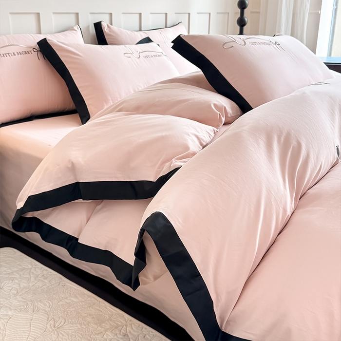 91家纺网 家纺一手货源 找家纺 理想家家纺 2025新款纯棉轻奢刺绣四件套-小秘密系列 小秘密-粉