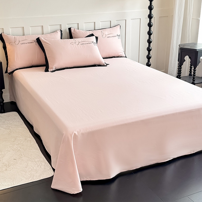 91家纺网 家纺一手货源 找家纺 理想家家纺 2025新款纯棉轻奢刺绣四件套-小秘密系列 小秘密-粉