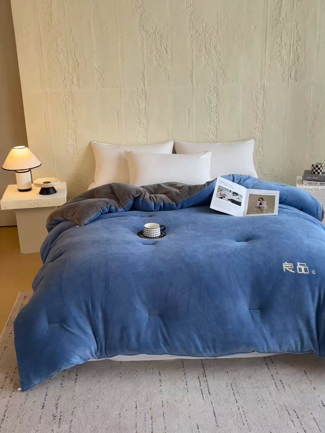 91家纺网 家纺一手货源 找家纺 （总）云家 2025新款双面牛奶绒刺绣冬被跨境被子外贸冬季被芯
