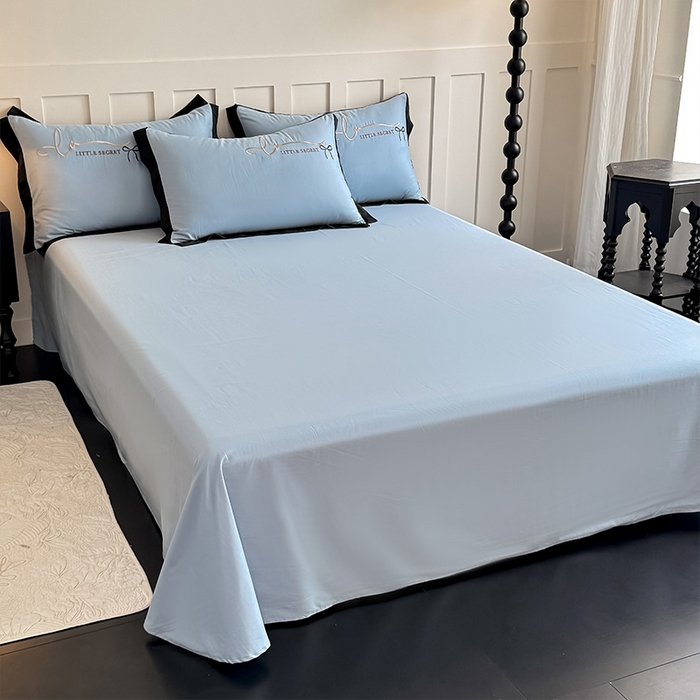 91家纺网 家纺一手货源 找家纺 理想家家纺 2025新款纯棉轻奢刺绣四件套-小秘密系列 小秘密-蓝