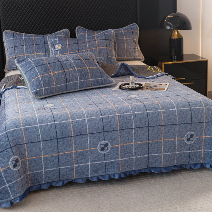 91家纺网 家纺一手货源 找家纺 梓依家纺 2025新款牛奶绒花边单床盖三件套四件套 宝利格