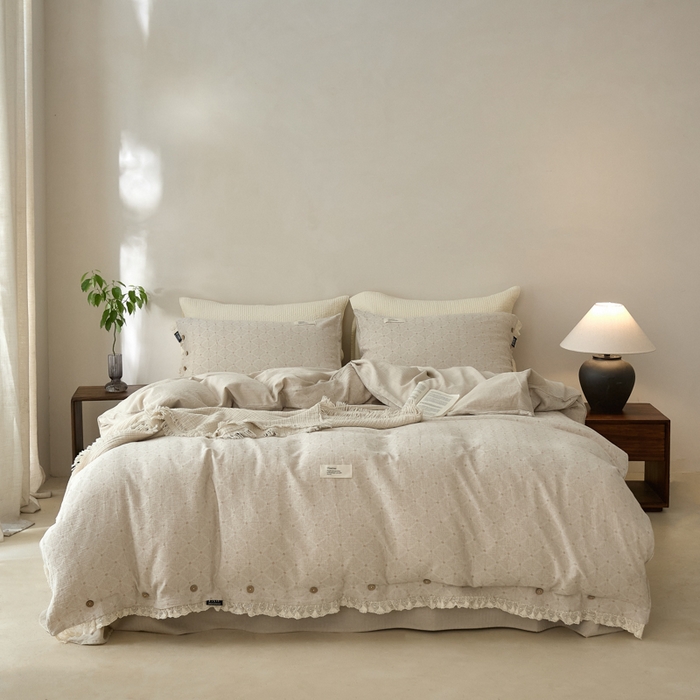 91家纺网 家纺一手货源 找家纺 （总）大彩家居 2025新款棉麻提花四件套