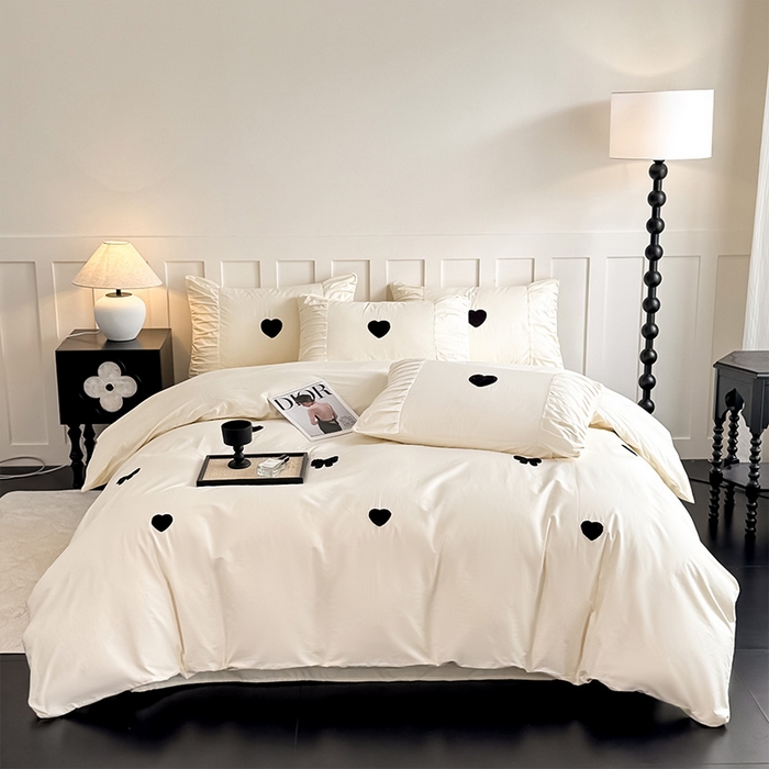 91家纺网 家纺一手货源 找家纺 理想家家纺 2025新款纯棉轻奢刺绣四件套-心愿系列 心愿-白