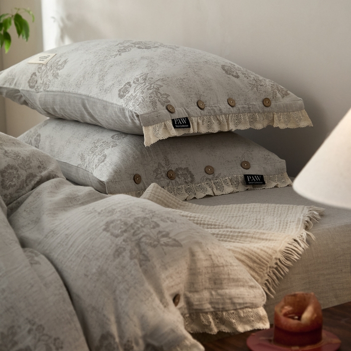 91家纺网 家纺一手货源 找家纺 大彩家居 2025新款棉麻提花四件套 旧时光