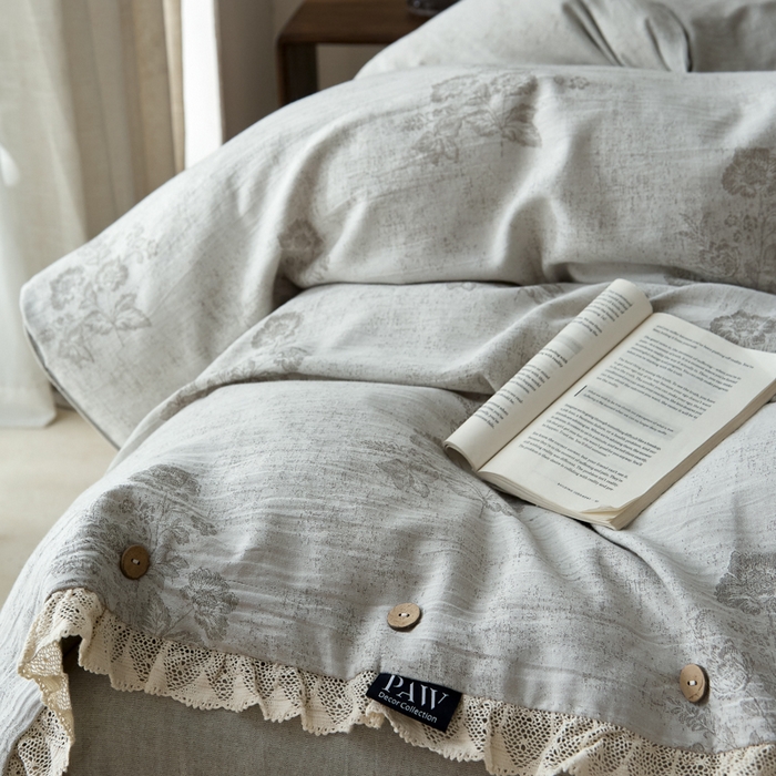 91家纺网 家纺一手货源 找家纺 大彩家居 2025新款棉麻提花四件套 旧时光