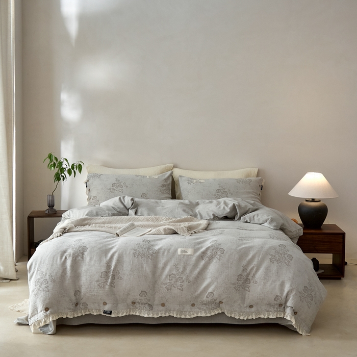 大彩家居 2025新款棉麻提花四件套 旧时光