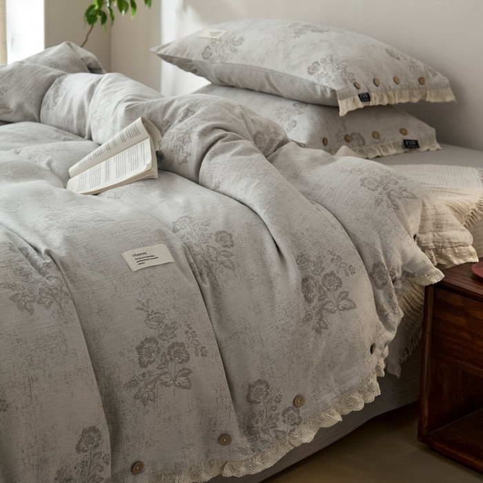 91家纺网 家纺一手货源 找家纺 大彩家居 2025新款棉麻提花四件套 旧时光