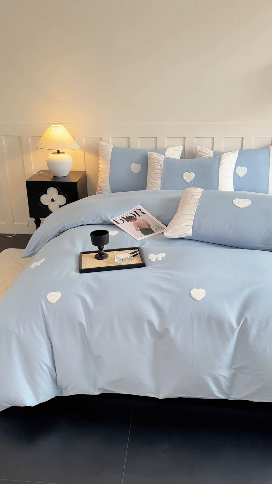 91家纺网 家纺一手货源 找家纺 理想家家纺 2025新款纯棉轻奢刺绣四件套-心愿系列 心愿-蓝