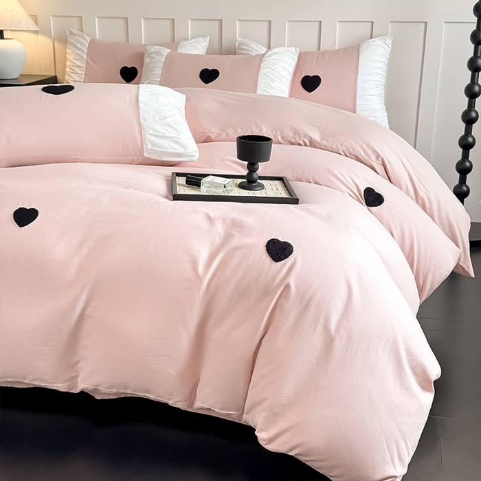 91家纺网 家纺一手货源 找家纺 理想家家纺 2025新款纯棉轻奢刺绣四件套-心愿系列 心愿-粉