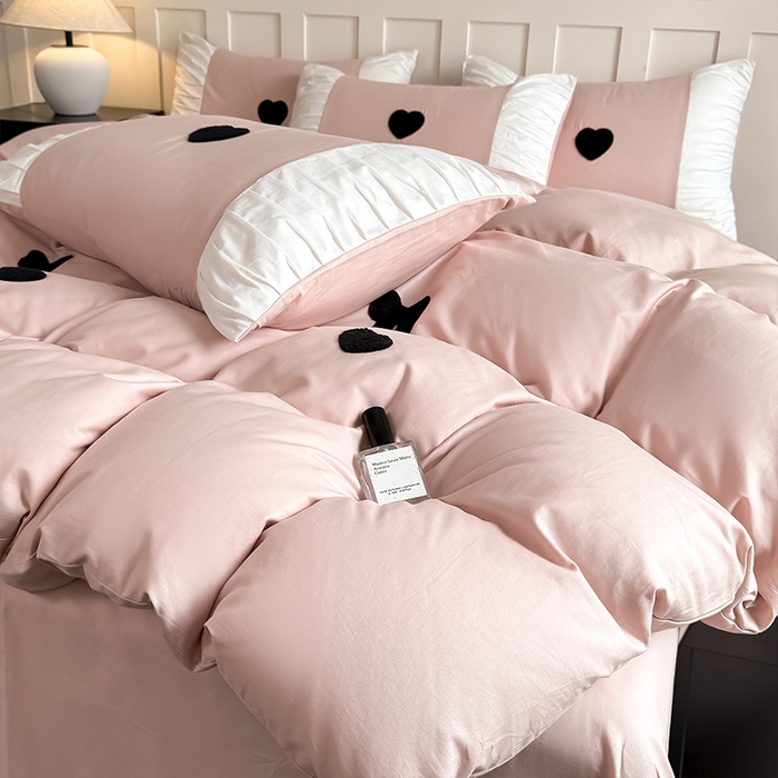 91家纺网 家纺一手货源 找家纺 理想家家纺 2025新款纯棉轻奢刺绣四件套-心愿系列 心愿-粉