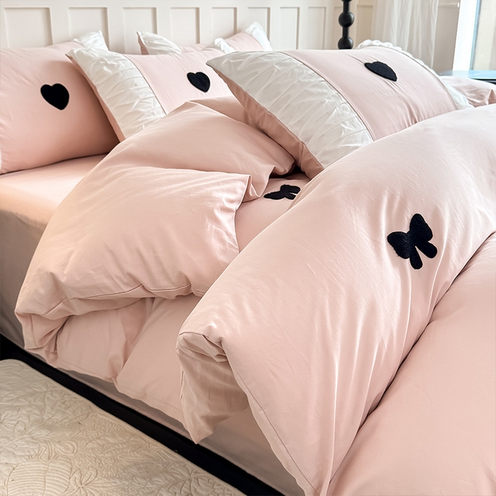 91家纺网 家纺一手货源 找家纺 理想家家纺 2025新款纯棉轻奢刺绣四件套-心愿系列 心愿-粉