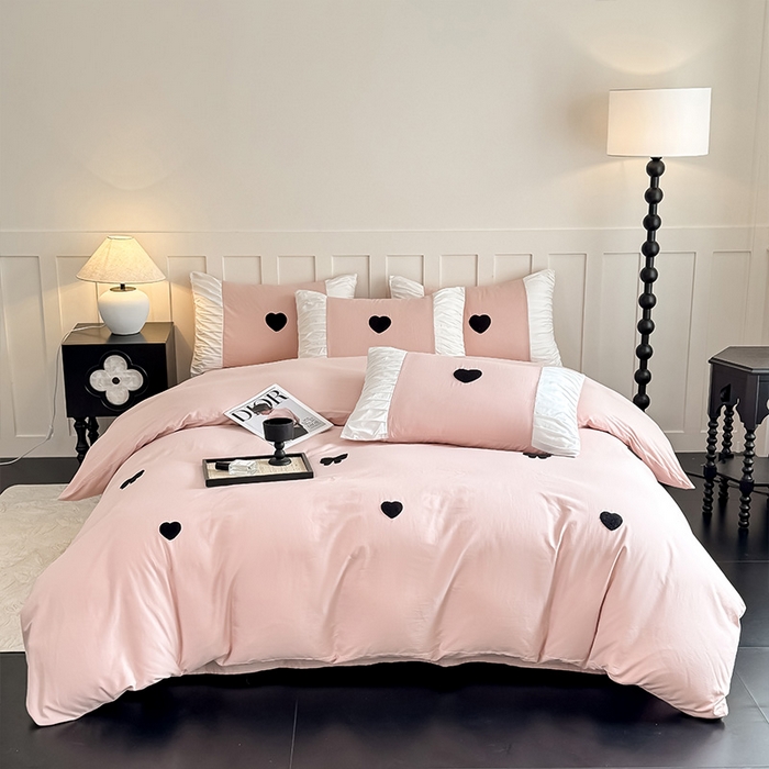 91家纺网 家纺一手货源 找家纺 理想家家纺 2025新款纯棉轻奢刺绣四件套-心愿系列 心愿-粉