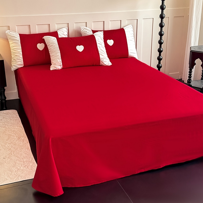 91家纺网 家纺一手货源 找家纺 理想家家纺 2025新款纯棉轻奢刺绣四件套-心愿系列 心愿-红