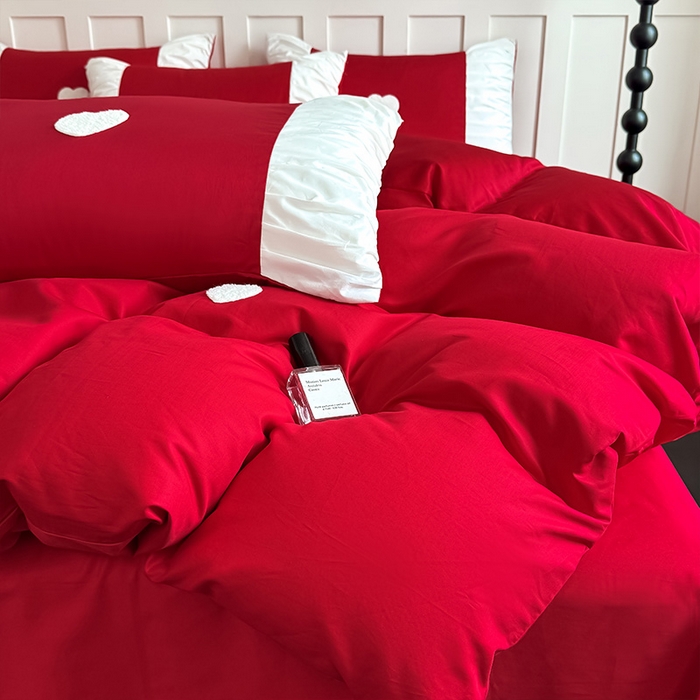 91家纺网 家纺一手货源 找家纺 理想家家纺 2025新款纯棉轻奢刺绣四件套-心愿系列 心愿-红