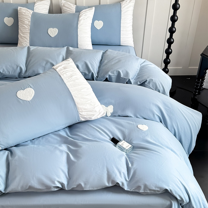 91家纺网 家纺一手货源 找家纺 理想家家纺 2025新款纯棉轻奢刺绣四件套-心愿系列 心愿-蓝