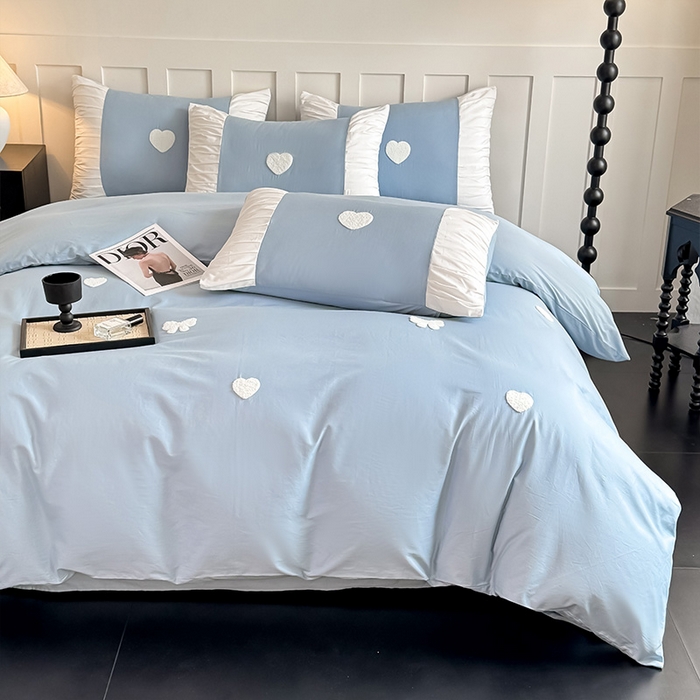 91家纺网 家纺一手货源 找家纺 理想家家纺 2025新款纯棉轻奢刺绣四件套-心愿系列 心愿-蓝