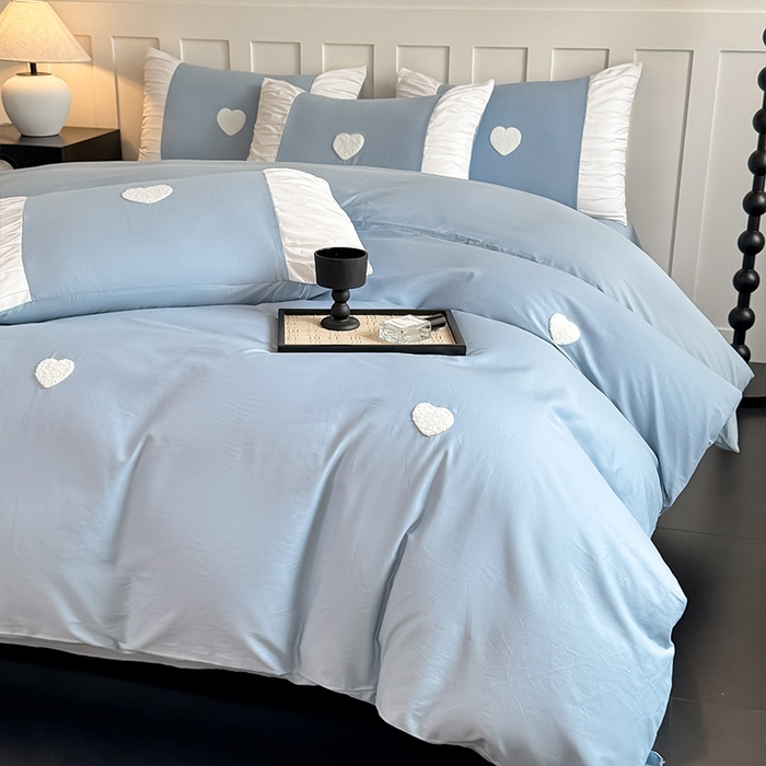 91家纺网 家纺一手货源 找家纺 理想家家纺 2025新款纯棉轻奢刺绣四件套-心愿系列 心愿-蓝