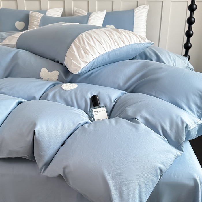 91家纺网 家纺一手货源 找家纺 理想家家纺 2025新款纯棉轻奢刺绣四件套-心愿系列 心愿-蓝