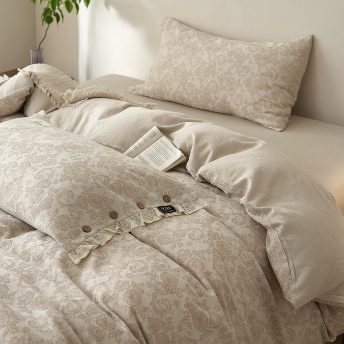 91家纺网 家纺一手货源 找家纺 （总）大彩家居 2025新款棉麻提花四件套