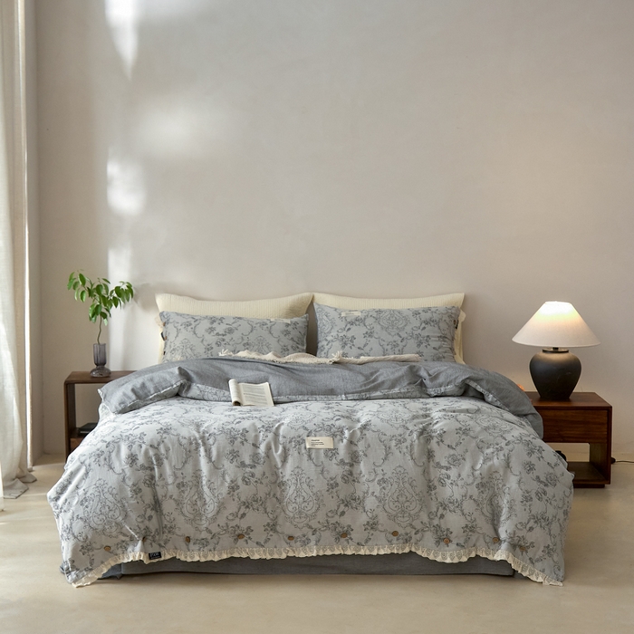 大彩家居 2025新款棉麻提花四件套 洛可花影