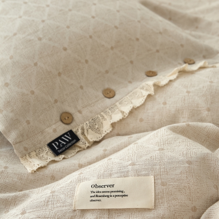 91家纺网 家纺一手货源 找家纺 大彩家居 2025新款棉麻提花四件套 素简