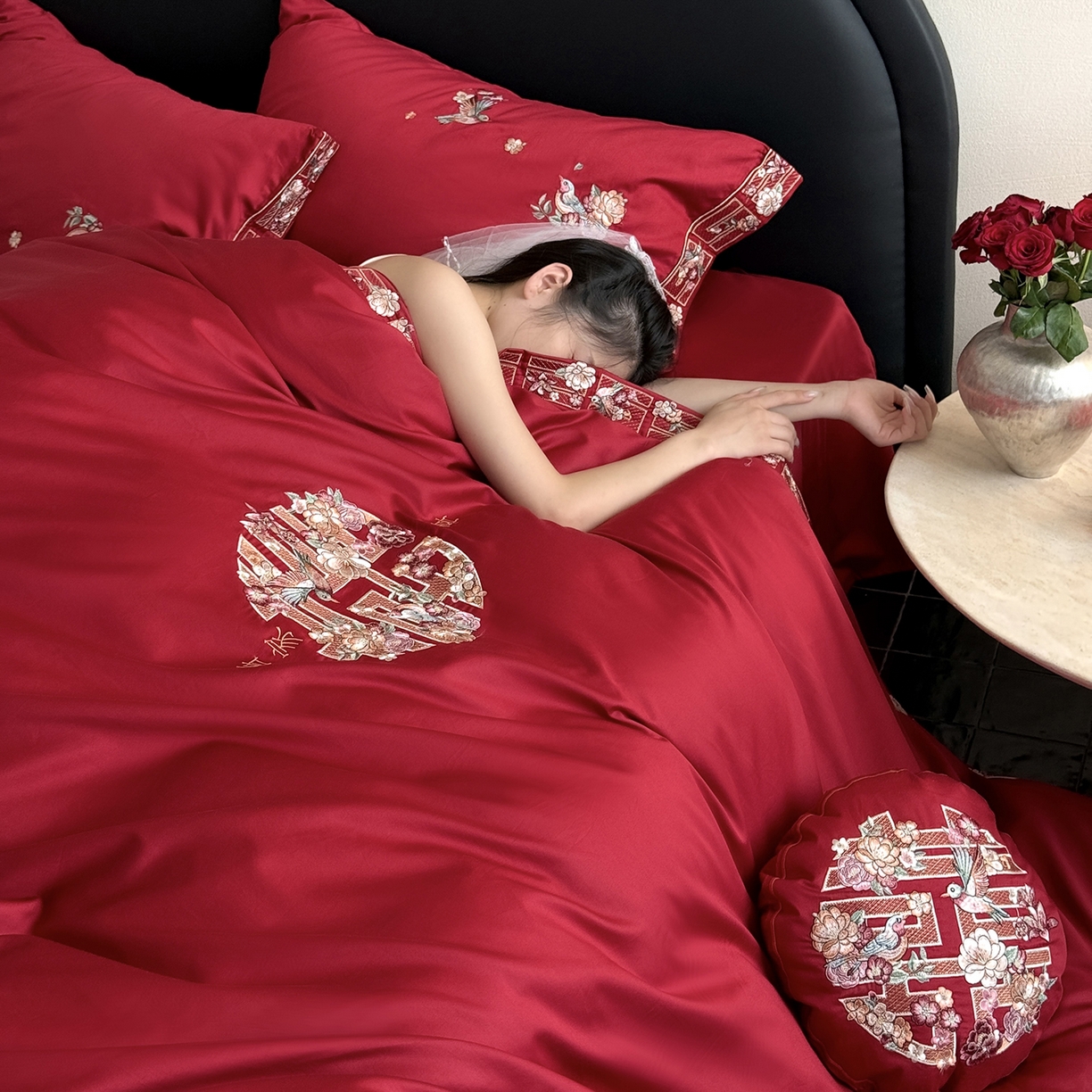 91家纺网 家纺一手货源 找家纺 （总）江涞 2025新款长绒棉刺绣四件套-喜临门