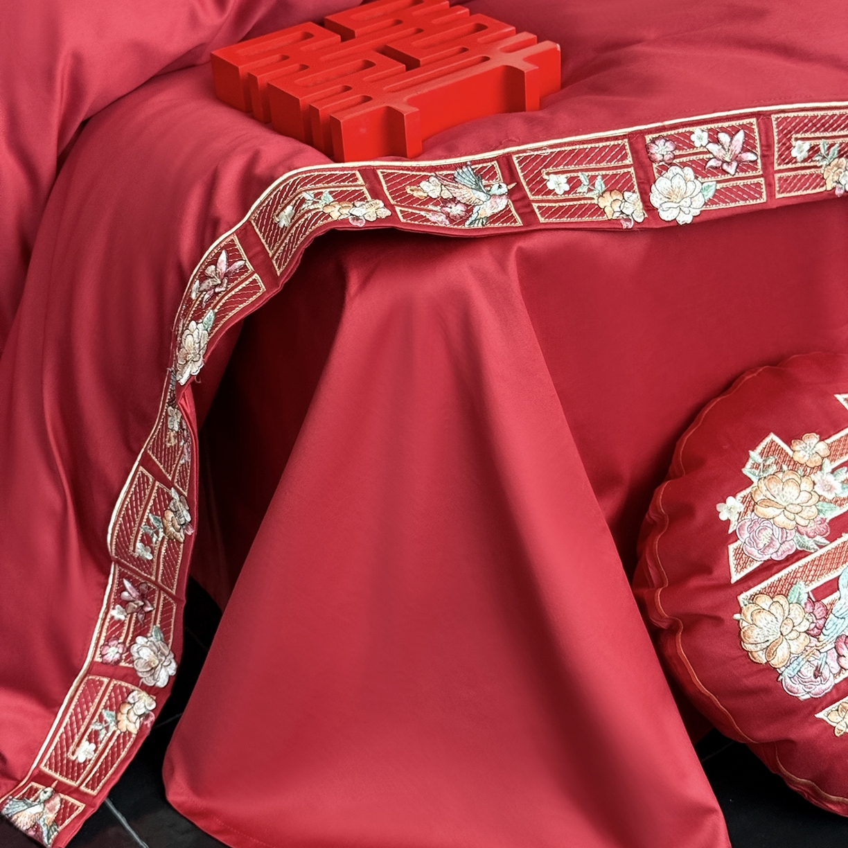 91家纺网 家纺一手货源 找家纺 （总）江涞 2025新款长绒棉刺绣四件套-喜临门