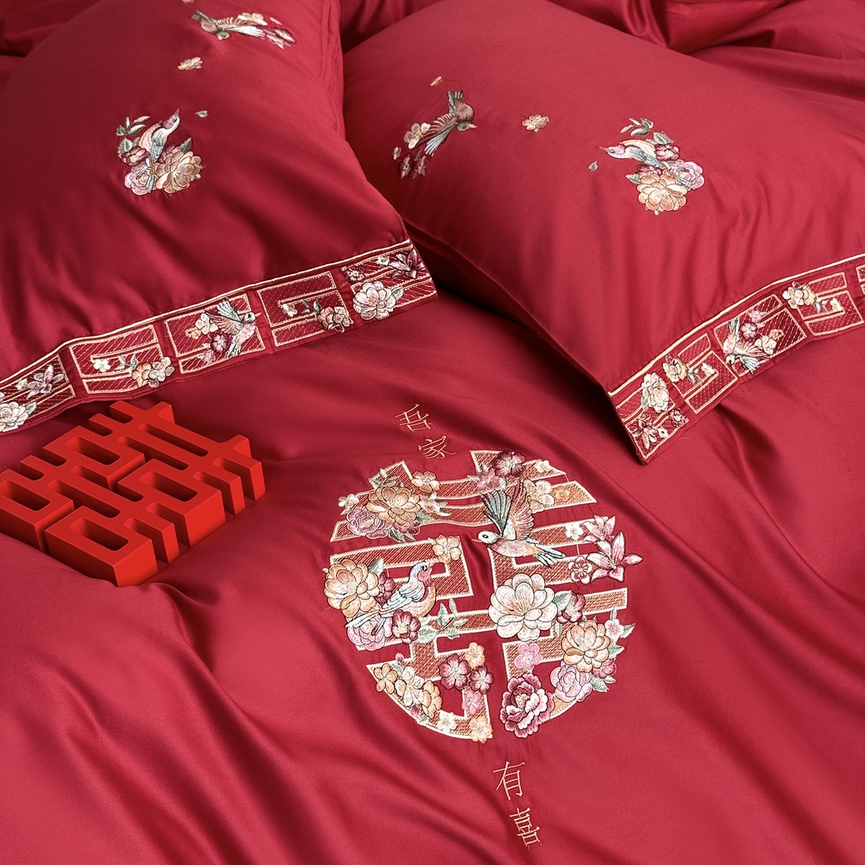 91家纺网 家纺一手货源 找家纺 （总）江涞 2025新款长绒棉刺绣四件套-喜临门