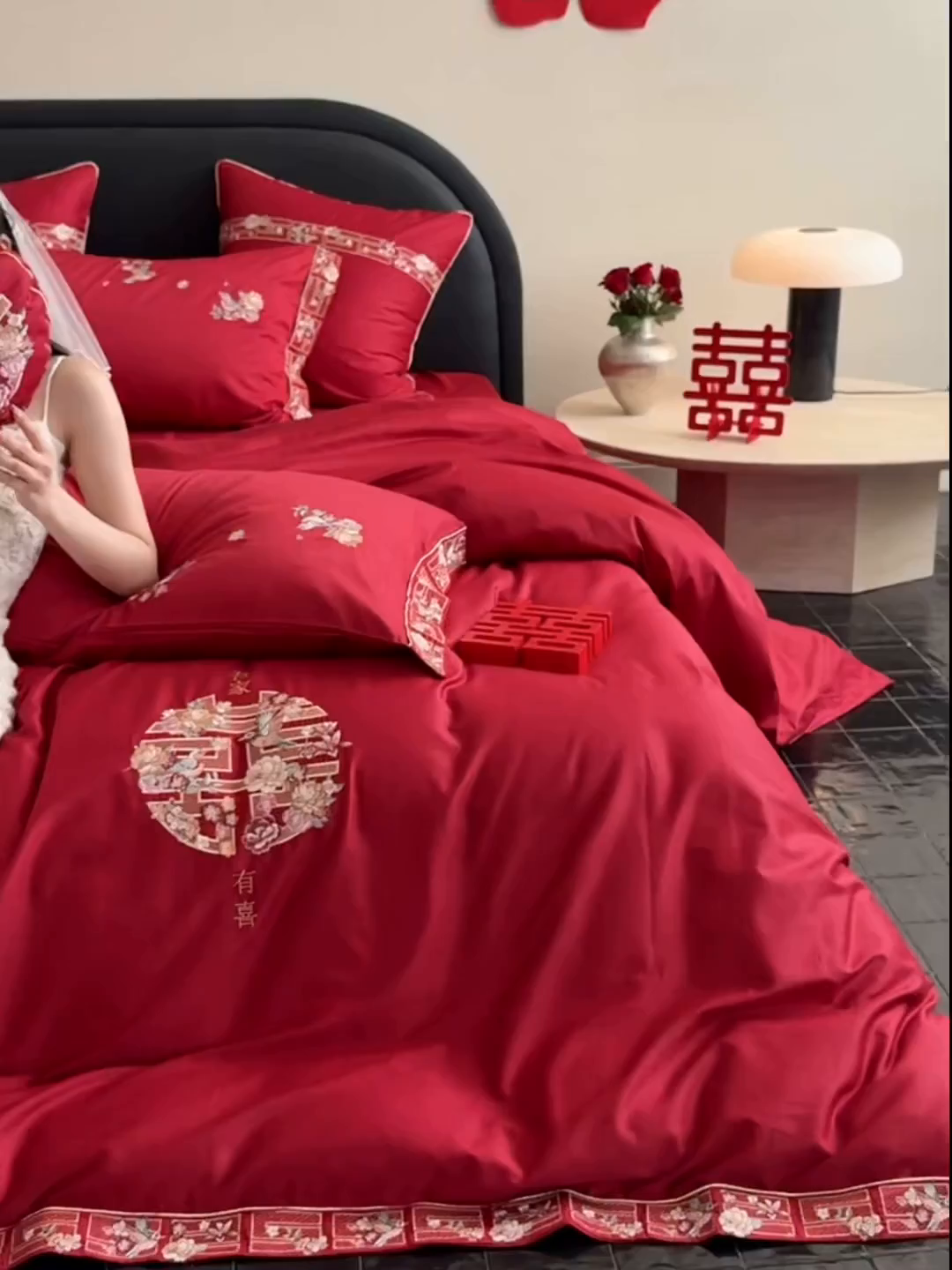 91家纺网 家纺一手货源 找家纺 （总）江涞 2025新款长绒棉刺绣四件套-喜临门