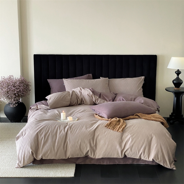 玉宇阁家居 2025秋冬新品磨毛大提花四件套  简约款 云玺-玄霜紫玉