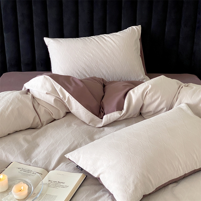 91家纺网 家纺一手货源 找家纺 玉宇阁家居 2025秋冬新品磨毛大提花四件套  简约款 云玺-月见苏梅