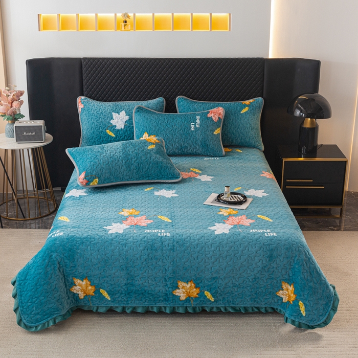 梓依家纺 2025新款牛奶绒花边单床盖三件套四件套 摇曳