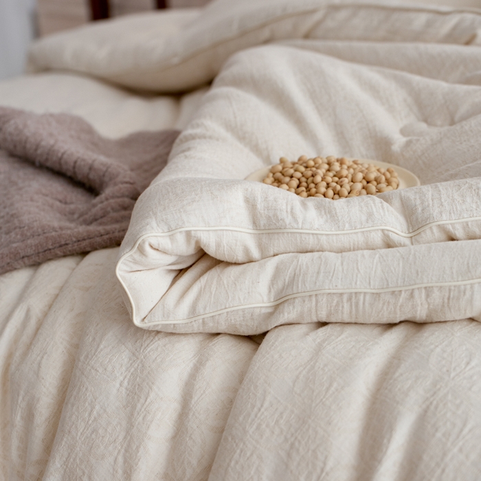 91家纺网 家纺一手货源 找家纺 （总）纪梵茜 2025新款棉麻大豆被80%大豆纤维被子亚麻色织抗菌冬被芯