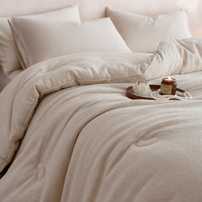 91家纺网 家纺一手货源 找家纺 （总）纪梵茜 2025新款棉麻大豆被80%大豆纤维被子亚麻色织抗菌冬被芯