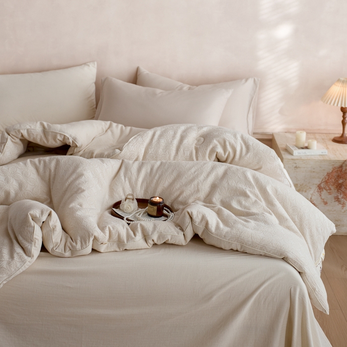 91家纺网 家纺一手货源 找家纺 （总）纪梵茜 2025新款棉麻大豆被80%大豆纤维被子亚麻色织抗菌冬被芯