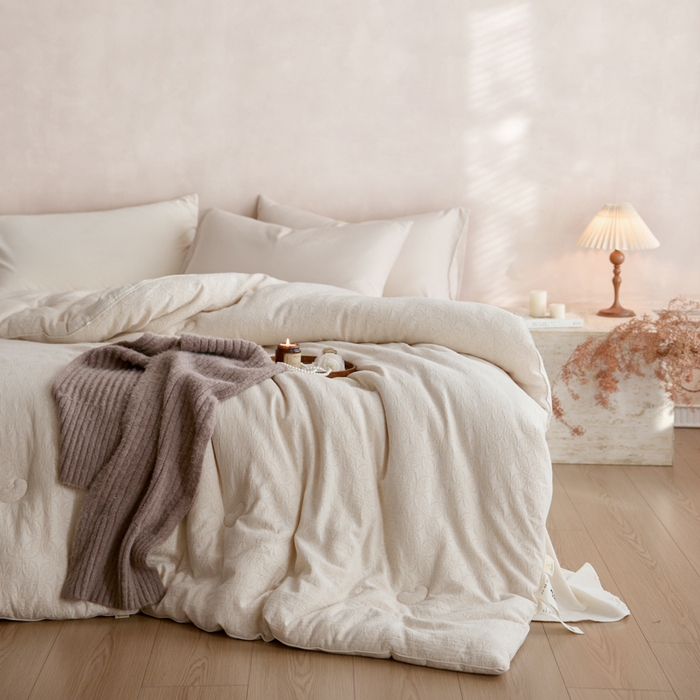 91家纺网 家纺一手货源 找家纺 （总）纪梵茜 2025新款棉麻大豆被80%大豆纤维被子亚麻色织抗菌冬被芯