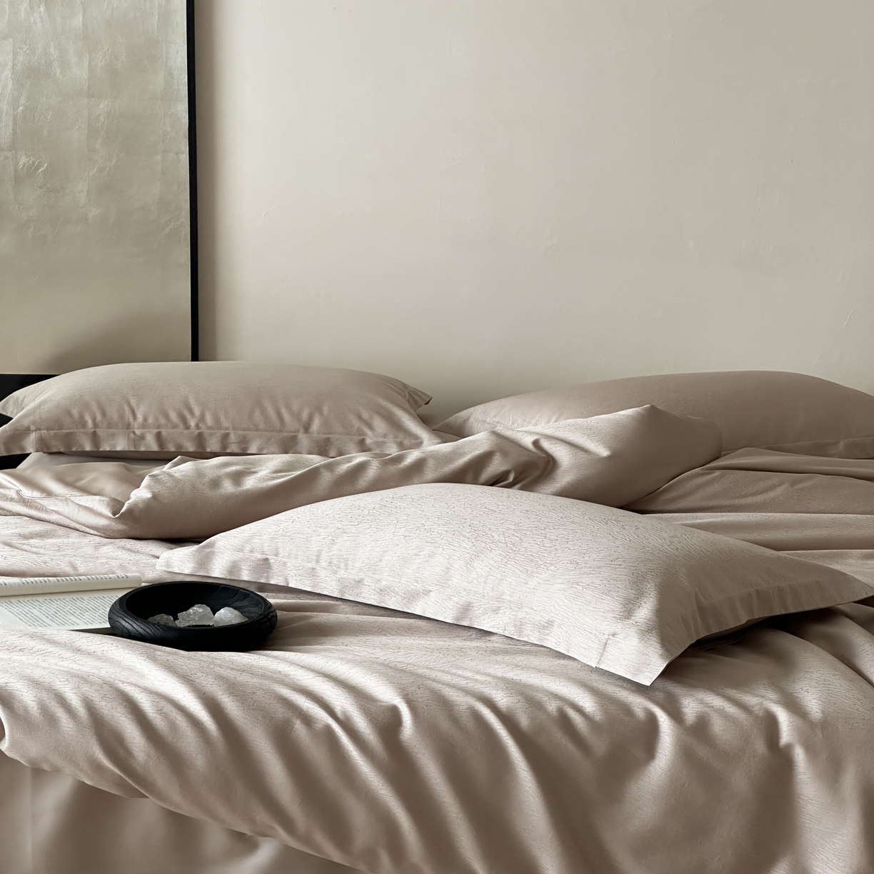 91家纺网 家纺一手货源 找家纺 （总）馨蕊家居 2025秋冬新款全棉高定典藏提花系列-流光-香槟 （非会员+20）控价不低于218/248/268