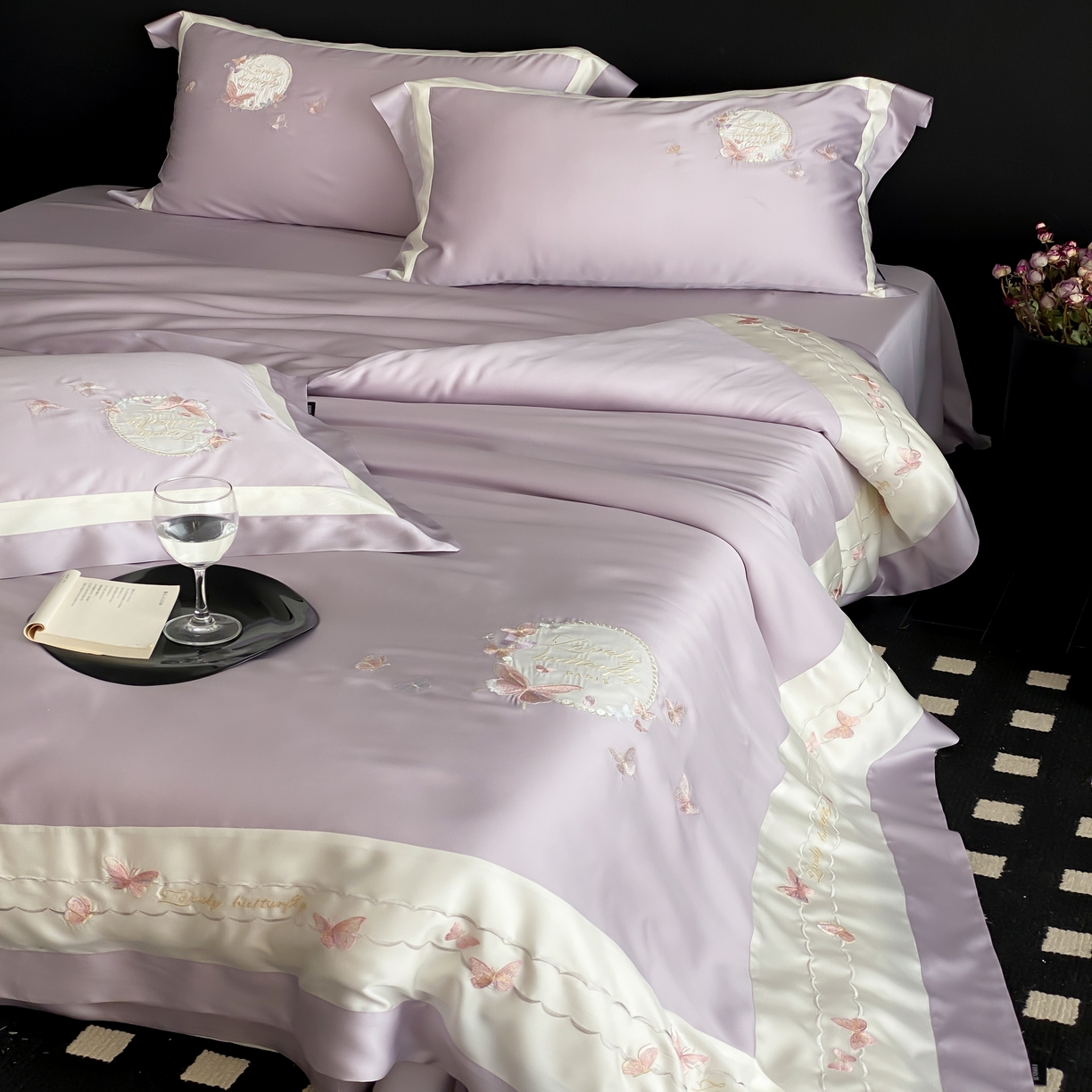 91家纺网 家纺一手货源 找家纺 馨蕊家居 2025新款四件套-棉芳华 芳华-婉若紫