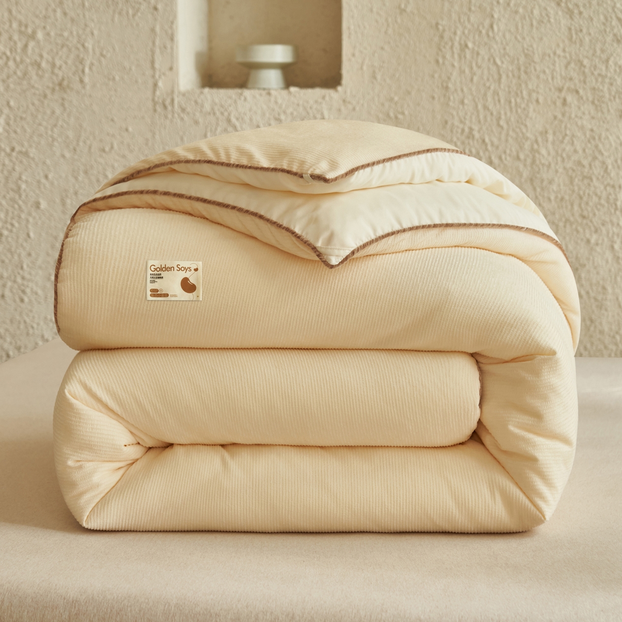 子由家居 2025新款家居雪尼尔植绒大豆被 雪尼尔-米白