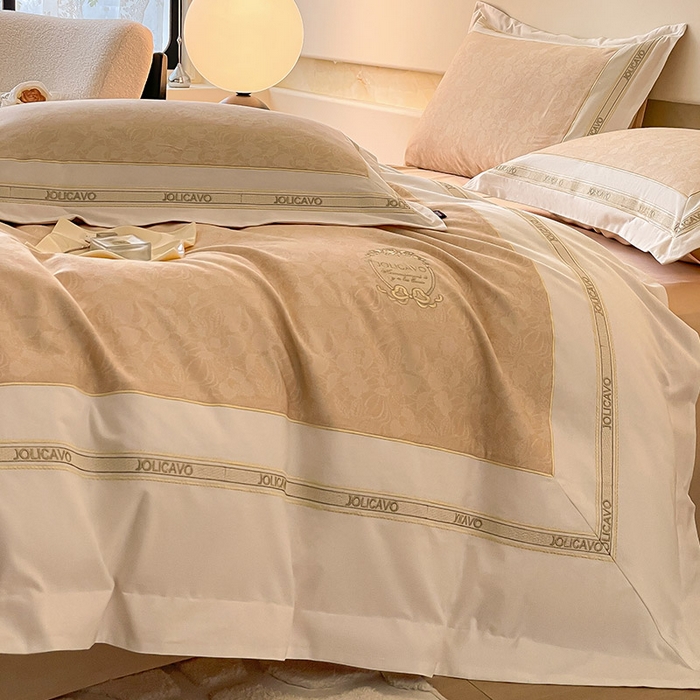 91家纺网 家纺一手货源 找家纺 2025年新款秋冬加厚A类全棉磨毛双面保暖四件套纯棉数码印花全工艺刺绣轻奢风床上用品 香颂黄